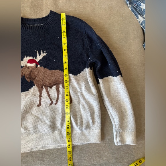 Abercrombie Kids Holiday Moose Crew Sweater Navy Christmas Knit Size 13/14 - Picture 9 of 10